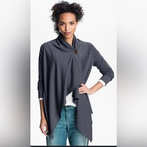 Bobeau one-button fleece wrap cardigan